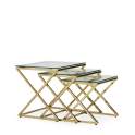 Juego 3 Mesa Nido Acero Inoxidable Oro Cristal Serie Acerlins