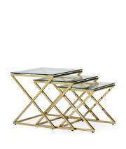 Juego 3 Mesa Nido Acero Inoxidable Oro Cristal Serie Acerlins