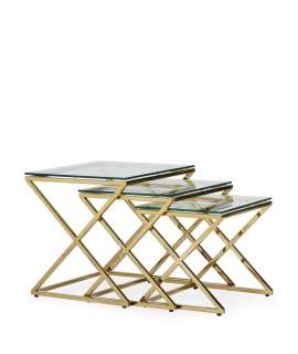 Juego 3 Mesa Nido Acero Inoxidable Oro Cristal Serie Acerlins