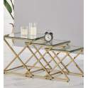Juego 3 Mesa Nido Acero Inoxidable Oro Cristal Serie Acerlins