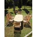 Juego de 1 Mesa Extensible y 6 Sillas Teca Armon