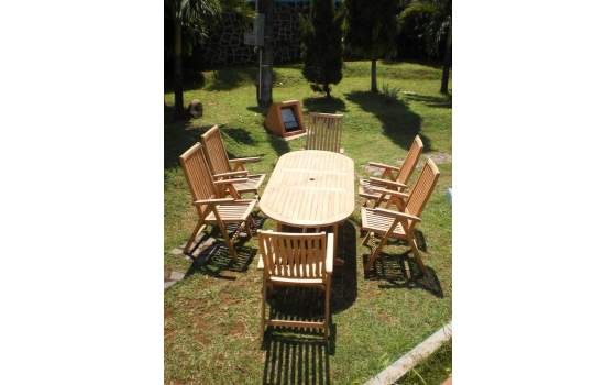 Juego de 1 Mesa Extensible y 6 Sillas Teca Armon