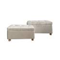 Juego de 2 Bancos Baul Tapizados Beige  Abdis