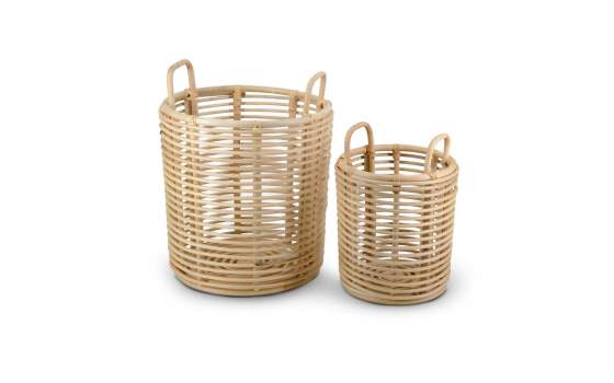 Juego de 2 Cestas de Ratan Natural Serie Titus Juego de 2 Cestas de Ratan Natural Serie Titus