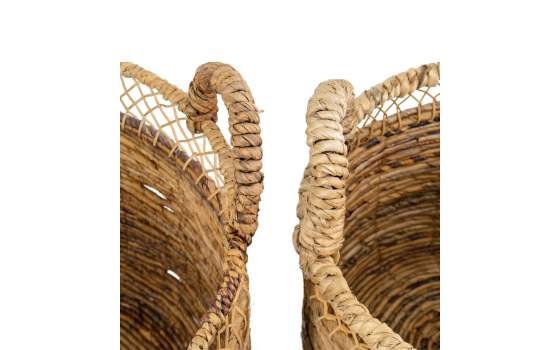 Juego de 2 Cestas Redondas Davos Rattan Abaca Serie Titus
