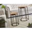 Juego de 2 Mesa Hexagonales Madera Acacia y Forja Arlankan