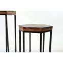 Juego de 2 Mesa Hexagonales Madera Acacia y Forja Arlankan