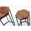 Juego de 2 Mesa Hexagonales Madera Acacia y Forja Arlankan