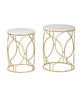 Juego de 2 Mesas Redondas Auxiliares Modernas Serie Alagon