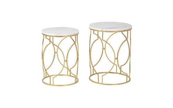 Juego de 2 Mesas Redondas Auxiliares Modernas Serie Alagon