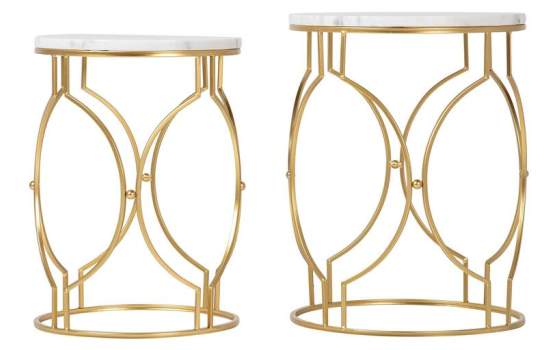 Juego de 2 Mesas Redondas Auxiliares Modernas Serie Alagon