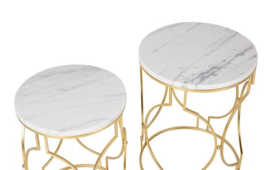 Juego de 2 Mesas Redondas Auxiliares Modernas Serie Alagon