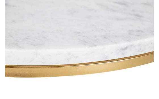 Juego de 2 Mesas Redondas Marmol Y Metal Oro Serie Alagon