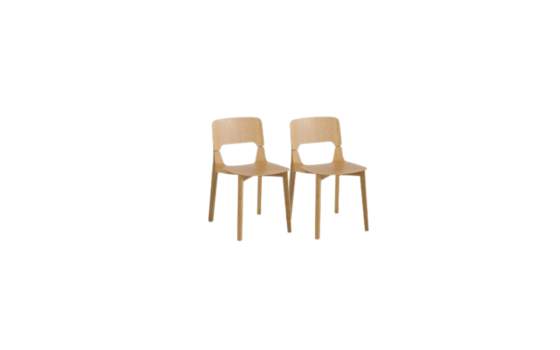 Juego de 2 Sillas Roble Diseño Actual - Serie Abial
