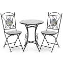 Juego de 2 Sillas y Mesa Jardín Tapa Baldosa Cerámica Audyn
