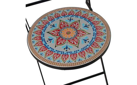 Juego de 2 Sillas y Mesa Jardín Tapa Cerámica Floral Audyn