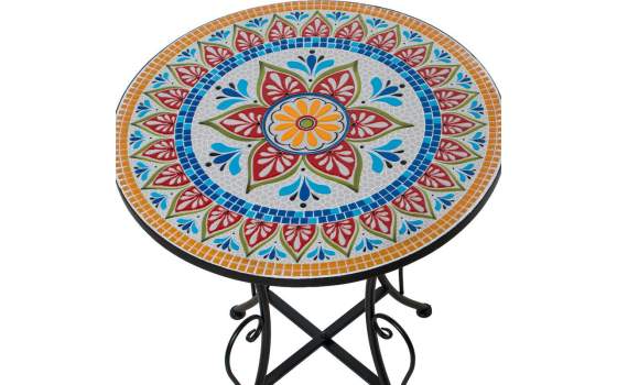 Juego de 2 Sillas y Mesa Jardín Tapa Cerámica Floral Audyn