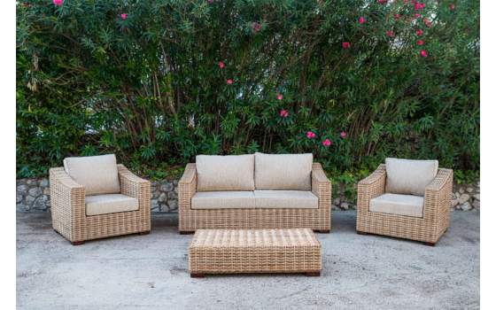 Juego de 2 Sillones Sofa y Mesa Tejidos Vegetales Alakau