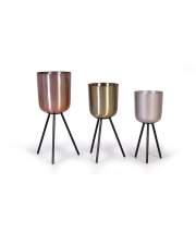 Juego de 3 Maceteros Metalicos 3 Colores y Acero Serie Acriano