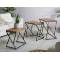 Juego de 3 Mesa Nido Madera Acacia y Forja Serie Arlankan