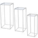 Juego de 3 Pedestales Maceteros Forja Blanca Serie Atonian