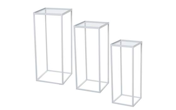 Juego de 3 Pedestales Maceteros Forja Blanca Serie Atonian