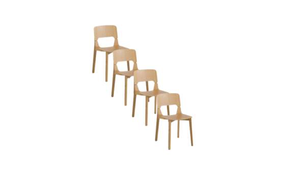 Juego de 4 Sillas Roble Diseño Actual - Serie Abial