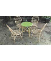 Juego de 4 Sillas y 1 Mesa Rattan Tapa Sintetica Serie Aneisa