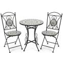 Juego de Mesa Redonda 2 Sillas Forja Ceramica Verde Audyn