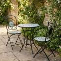 Juego de Mesa Redonda 2 Sillas Forja Ceramica Verde Audyn