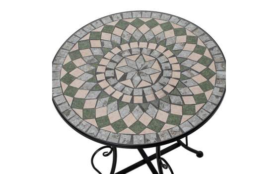 Juego de Mesa Redonda 2 Sillas Forja Ceramica Verde Audyn