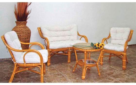 Juego Sofa Mesa Sillones Rattan Brabar