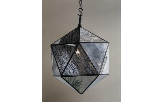 Lampara Actual Colgante Grande Cristal Decorado y Estaño Amunad