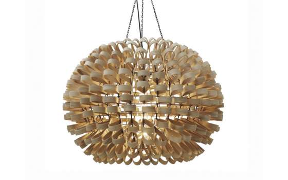 Lampara Colgante Bola Tiras de Abeto Madera Natural Aeja