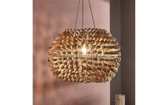 Lampara Colgante Bola Tiras de Abeto Madera Natural Aeja