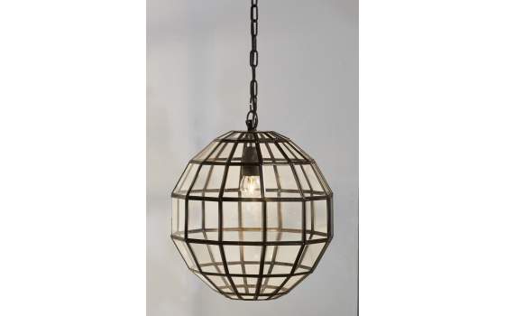 Lampara Colgante Globo Cristal y Estaño Serie Tumanad