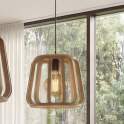 Lampara Colgante Pequeña Madera Color Toffe - Serie Aliquo