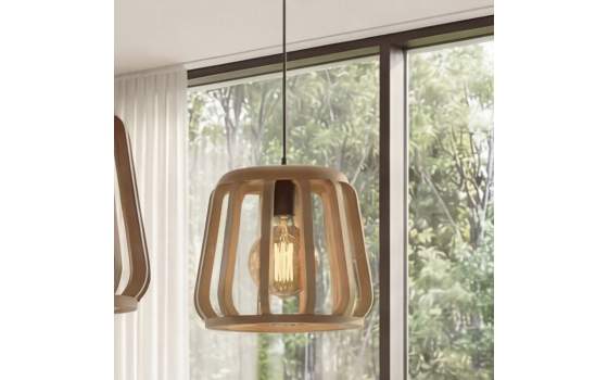 Lampara Colgante Pequeña Madera Color Toffe - Serie Aliquo