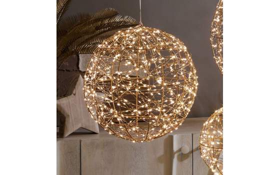 Lampara de Bola Dorada Leds 30 cm Diametro Serie Aeden