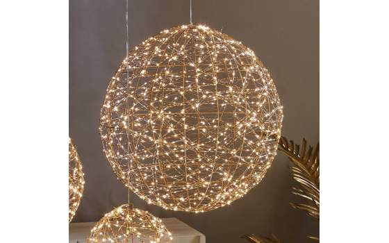 Lampara de Bola Dorada Leds 50 cm Diametro Serie Aeden