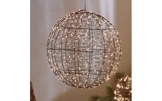 Lampara de Bola Grande Negra Leds 50 cm Diametro Aeden