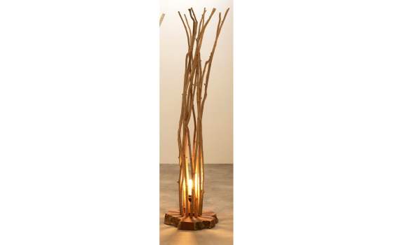 Lampara de Pie Rustica Palos de Teca Natural Serie Ateray
