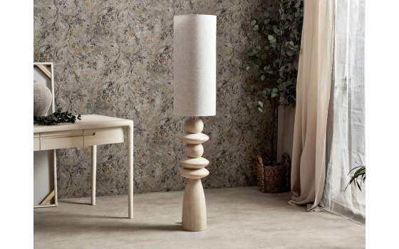 Lampara de Pie Salon Rustica Madera Natural - Serie Aleot