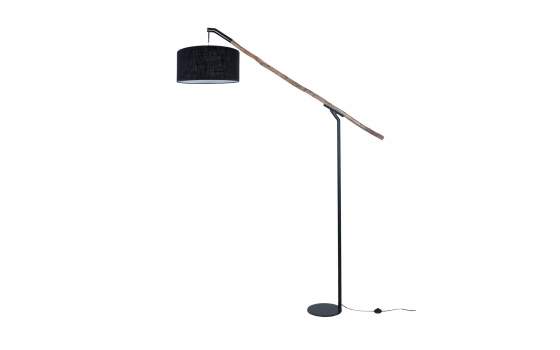 Lampara de Pie Salon Rustico Madera y Acero Negro Galileo