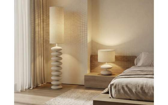 Lampara de Salon Alta Metal y Pantalla Beige Serie Ulagirl