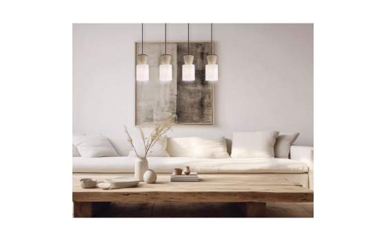 Lampara de Techo Lineal Moderna 4 Tulipas Lino Tostado Aosta