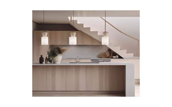 Lampara de Techo Moderna Tulipa Lino Tostado Serie Aosta