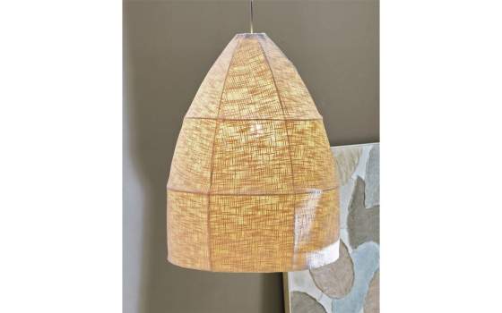 Lampara de Techo Rafia Natural Forma Campana Anjuno