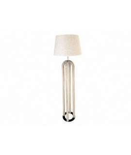 Lampara Diseño Pie Ratan Metal Tulipa Blanca Serie Etravis