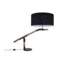 Lampara Mesa Madera Teca Acero Negro Tulipa Negra Serie Galileo